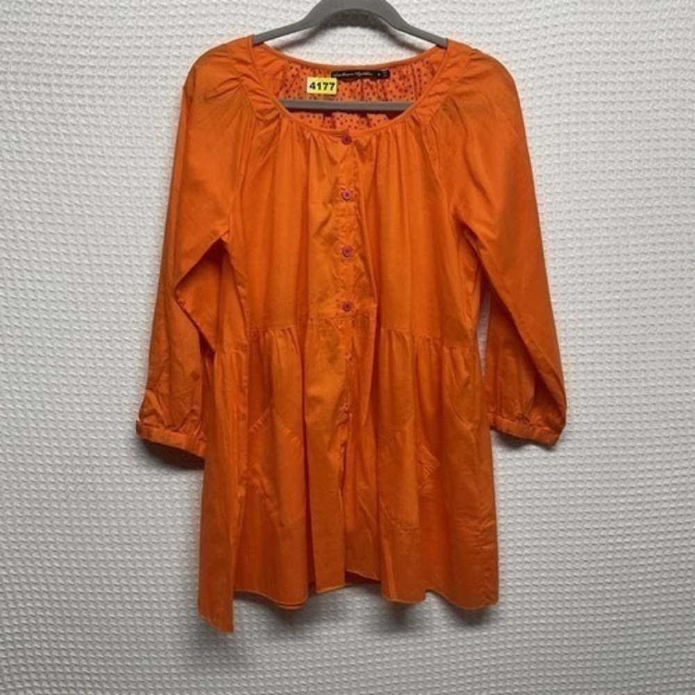 NWOT Gudrun‎ Sjoden Orange Lagenlook Boho Pockets Tunic Dress Top Women M India
